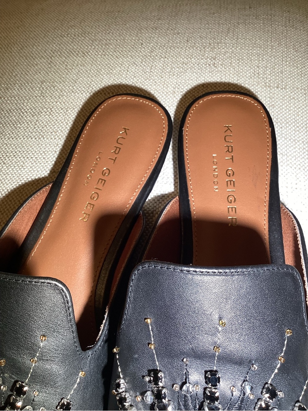Kurt Geiger olive eye women’s Black Embellished Eye Mule size 10 - Picture 7 of 8